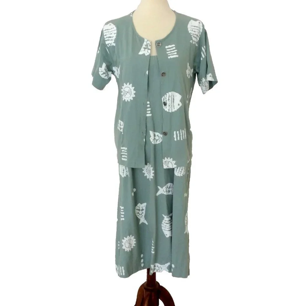 Easy Apparel Seafoam Green Medium Beachy Maxi Skirt & Jacket